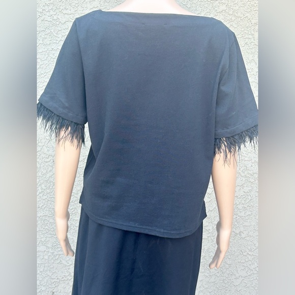 J. Crew Boatneck Tee Feather Hemmed Sleeves sz M - Picture 3 of 8